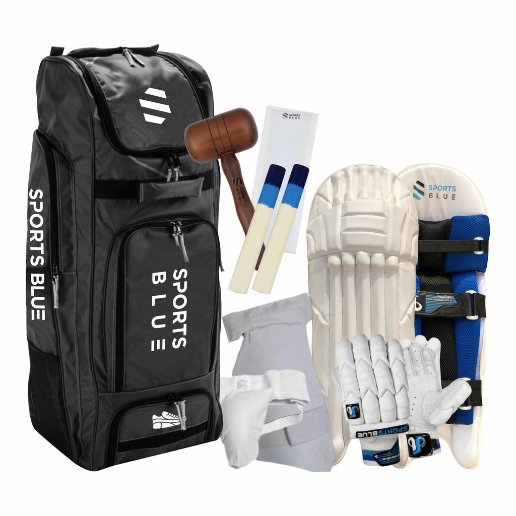 Borsa sportiva da cricket blu con ruote trolley