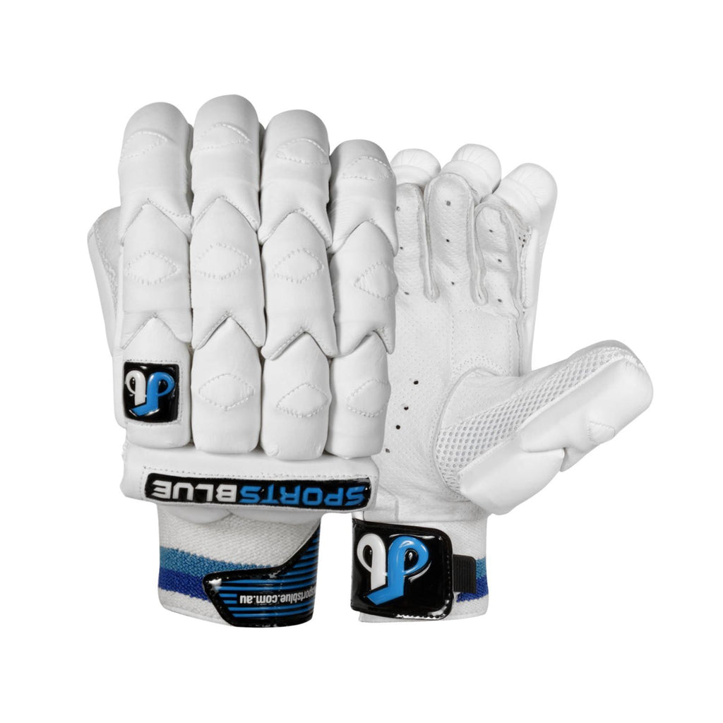 Sports Blue Cricket Batting gloves - (Men's Size) - White Armour - Sports Blue